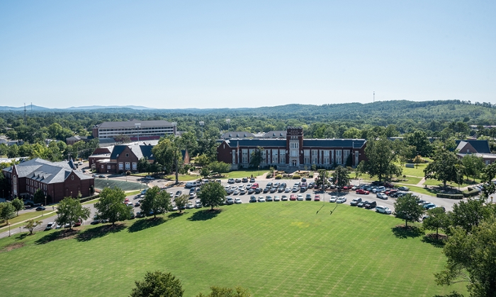 aerial shot of campus